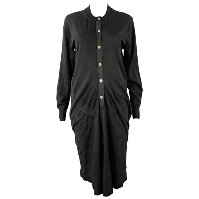 Pre-owned Junya Watanabe 2011 Size M Black Wool Long Placket Midi Dress