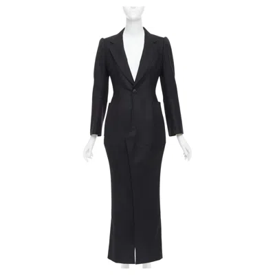 Pre-owned Junya Watanabe 2012 Runway Black Wool Deconstruced Panelled Long Fitted Coat S
