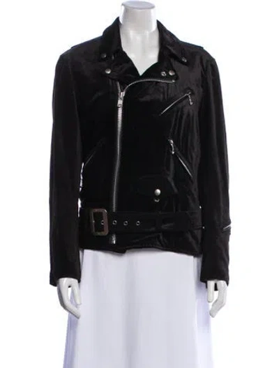 Pre-owned Junya Watanabe 2012 Velvet Biker Jacket In Black