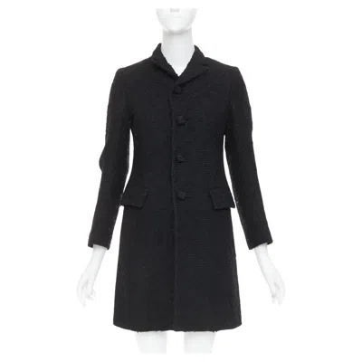 Pre-owned Junya Watanabe 2014 Black Wool Tweed Flap Pocket Collared Coat Xs