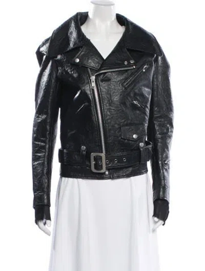 Pre-owned Junya Watanabe 2014 Faux Leather Biker Jacket In Black