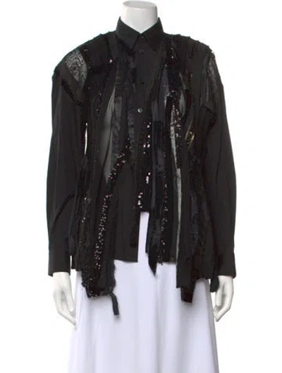 Pre-owned Junya Watanabe 2014 Patterned Button-up Top W/ Tags In Black