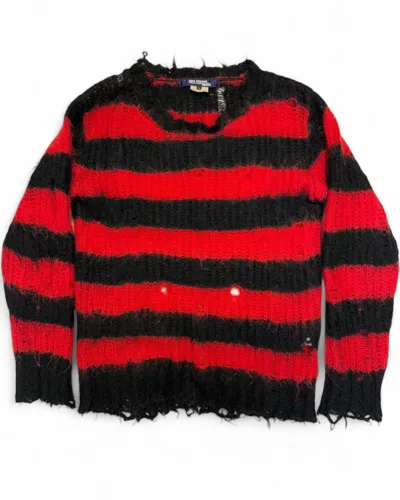 Pre-owned Junya Watanabe 2014 Runway Punk Grunge Mohair Sweater In Black
