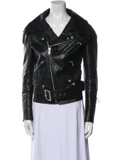 Pre-owned Junya Watanabe 2014 Vegan Leather Biker Jacket In Black