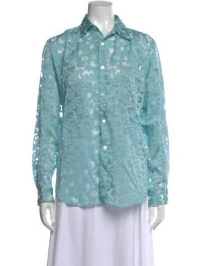 Pre-owned Junya Watanabe 2017 Floral Print Button-up Top In Blue