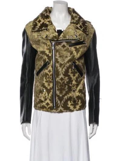 Pre-owned Junya Watanabe 2017 Patterned Biker Jacket W/ Tags In Green