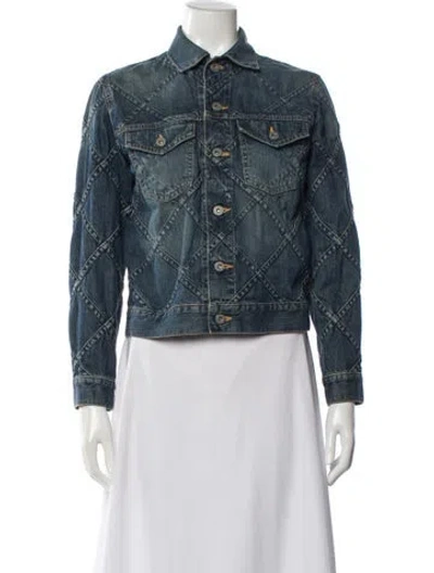 Pre-owned Junya Watanabe 2017 Printed Denim Jacket In Blue