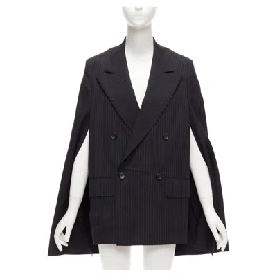 Pre-owned Junya Watanabe 2018 Grey Pinstripe Wool Blend Cape Sleeve Boxy Blazer S In Gray