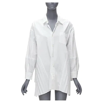 Pre-owned Junya Watanabe 2018 White Accordion Pleat Side Tunic Shirt Xs