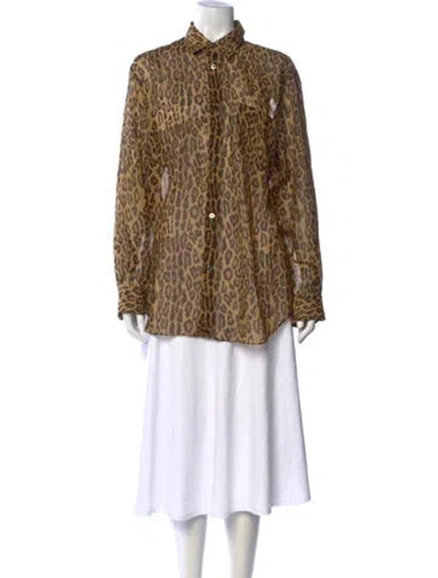 Pre-owned Junya Watanabe 2020 Animal Print Button-up Top In Neutrals