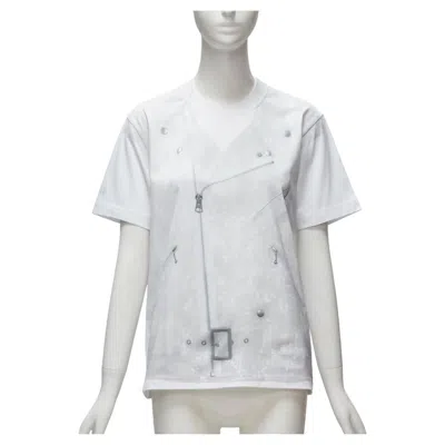 Pre-owned Junya Watanabe 2020 Grey Sequin Biker Print White Cotton Tshirt Top S