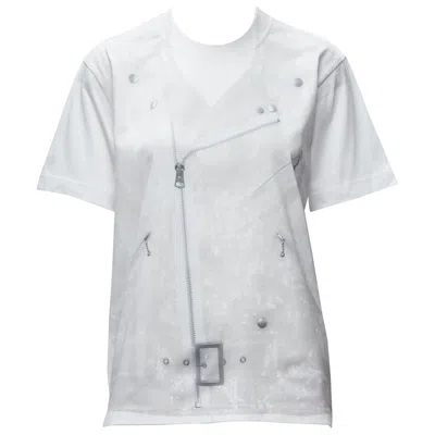Pre-owned Junya Watanabe 2020 Grey Sequin Biker Print White Cotton Tshirt Top S