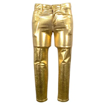 Pre-owned Junya Watanabe 2021 Size Xs Gold Nylon Blend Metallic Zip Fly Casual Pants In Brown