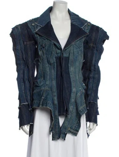 Pre-owned Junya Watanabe 2022 Colorblock Pattern Denim Jacket W/ Tags In Blue