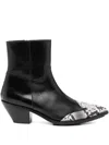 Junya Watanabe 50mm Snakeskin-toe Leather Boots In Black