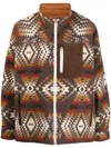 Junya Watanabe Abstract-print Wool Jacket In Brown