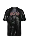 Junya Watanabe Acdc Band Logo Graphic Print T-shirt In Black