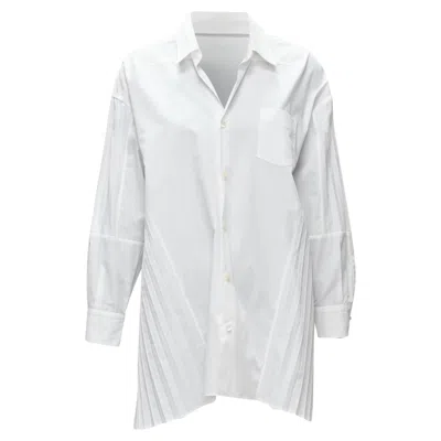 Junya Watanabe Accordion Pleat Side Tunic Shirt In White