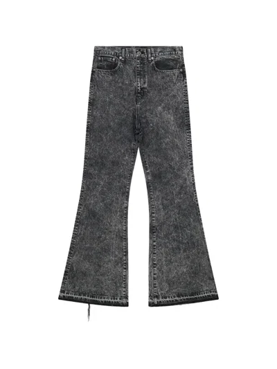 Junya Watanabe Acid-wash Frayed-hem Jeans In Gray