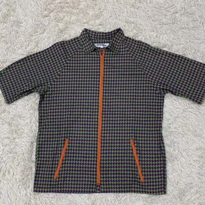 Pre-owned Junya Watanabe Ad2001 Houndstooth Zip Polo In Green