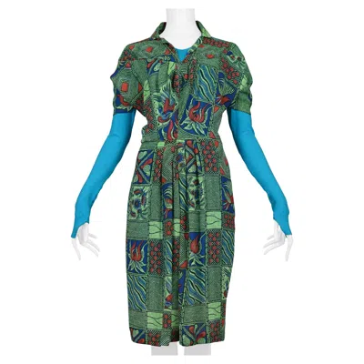 Pre-owned Junya Watanabe African Print Shirt Dress 2009 In Blue
