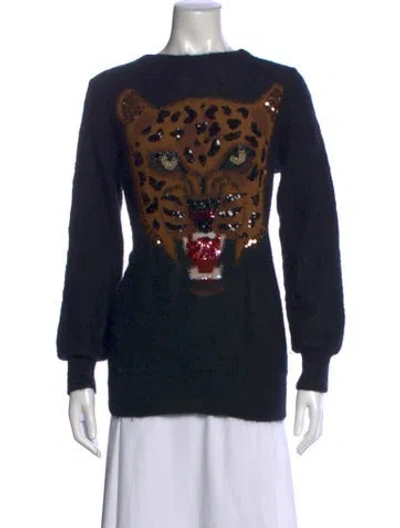 Pre-owned Junya Watanabe Animal Print Crew Neck Sweater In Black
