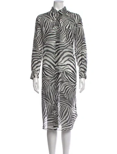 Pre-owned Junya Watanabe Animal Print Midi Length Dress In Black/white