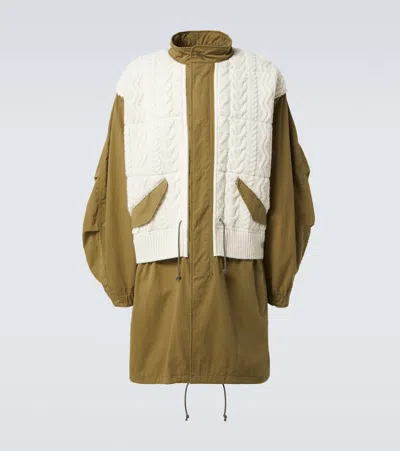 JUNYA WATANABE ARAN WOOL-TRIMMED COTTON JACKET