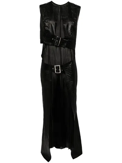 Junya Watanabe Snake-effect Faux Leather Midi Dress In Black