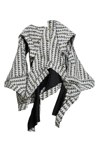 Junya Watanabe Layered Tweed Jacket In White/ Black