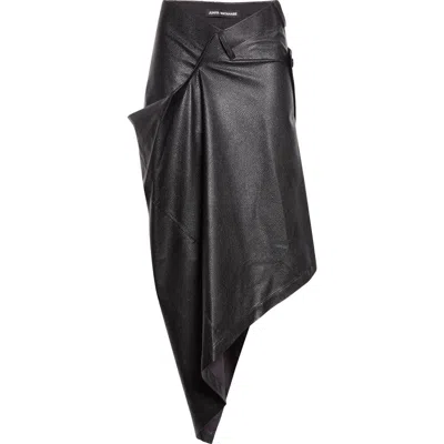 Junya Watanabe Asymmetric Faux Leather Skirt In Black