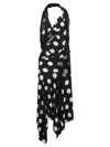 Junya Watanabe Polka Dot Halter Midi Dress Asymmetric Lace In Black