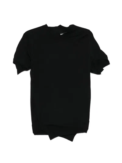 Junya Watanabe Asymmetric Knitted Top In Black