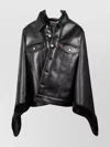 Junya Watanabe Asymmetric Leather Coat With Faux Fur Trim In Black