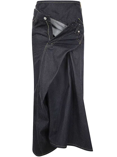 Junya Watanabe Levi's Skirt With Back Slit And Belt Loops In Blue
