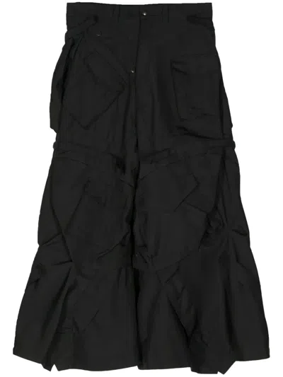 Junya Watanabe Asymmetric Midi Skirt In Black