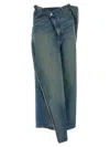 Junya Watanabe Asymmetric Stonewashed Denim Wide Leg Jeans In Blue