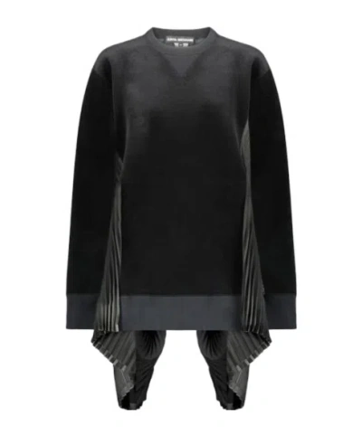 Junya Watanabe Asymmetric Velvet Crewneck Sweatshirt In Multi