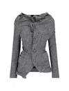 Junya Watanabe Tailored Plaid Jacket With Draped Neckline In Grau