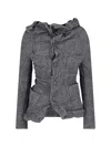 Junya Watanabe Tailored Plaid Jacket With Draped Neckline In Gray