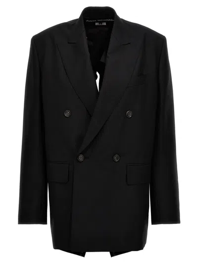 Junya Watanabe Asymmetrical Double-breasted Blazer In Black