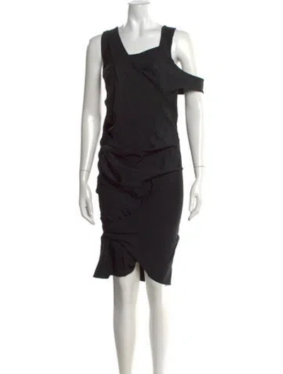 Pre-owned Junya Watanabe Asymmetrical Knee-length Dress In Black