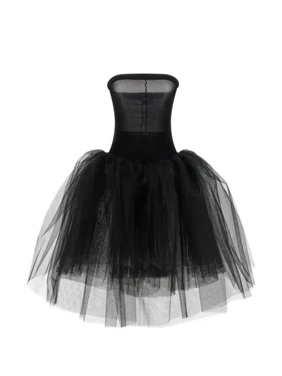 Junya Watanabe Asymmetrical Tulle Dress In Black