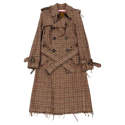 Pre-owned Junya Watanabe A/w2004  Distressed Tweed Runway Coat In Brown