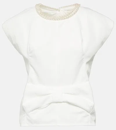 Junya Watanabe Bow And Pearl Top In White
