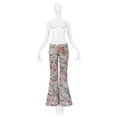 Pre-owned Junya Watanabe Bell Bottom Floral Pants 2001-02 In Gray