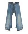 Junya Watanabe Wide-leg Distressed Hem Trousers In Indigo