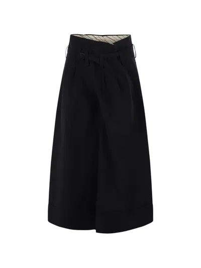 Junya Watanabe Belted Pleated Palazzo Pants In Black