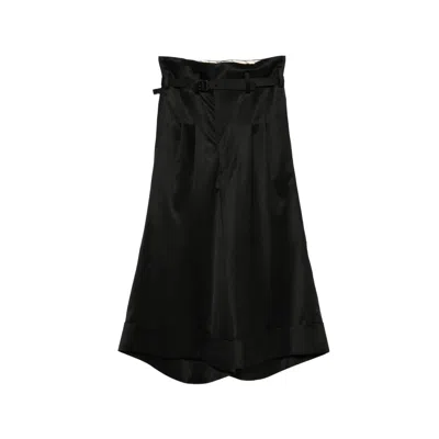 Junya Watanabe Belted Turn-up Hem Cropped Trousers In Black