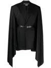 Junya Watanabe Belted Wool Cape Blazer In Black
